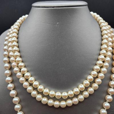 LOT 15J: Assorted Faux Pearl Necklaces, Vintage Pearl Bracelet, and Earrings
