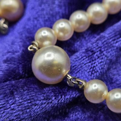 LOT 15J: Assorted Faux Pearl Necklaces, Vintage Pearl Bracelet, and Earrings