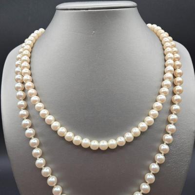 LOT 15J: Assorted Faux Pearl Necklaces, Vintage Pearl Bracelet, and Earrings