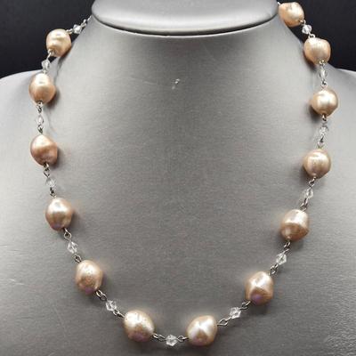 LOT 15J: Assorted Faux Pearl Necklaces, Vintage Pearl Bracelet, and Earrings