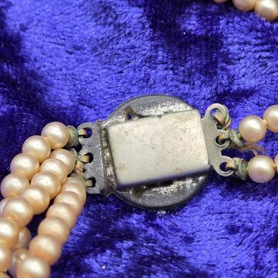 LOT 15J: Assorted Faux Pearl Necklaces, Vintage Pearl Bracelet, and Earrings