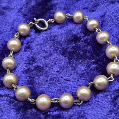 LOT 15J: Assorted Faux Pearl Necklaces, Vintage Pearl Bracelet, and Earrings