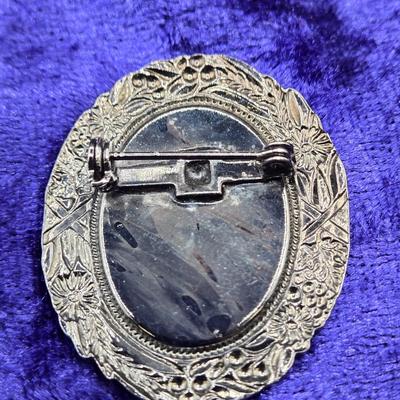 LOT 19J: Gemstone Foo Dog Pendant, Antique Czech Glass Brooch, and More