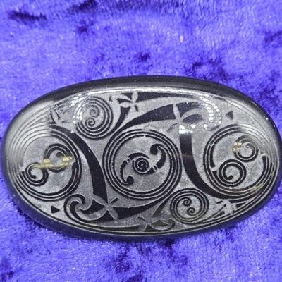 LOT 19J: Gemstone Foo Dog Pendant, Antique Czech Glass Brooch, and More