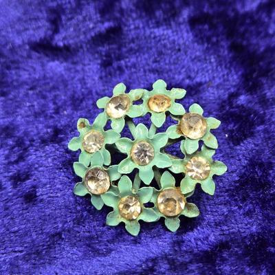 LOT 19J: Gemstone Foo Dog Pendant, Antique Czech Glass Brooch, and More