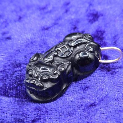 LOT 19J: Gemstone Foo Dog Pendant, Antique Czech Glass Brooch, and More