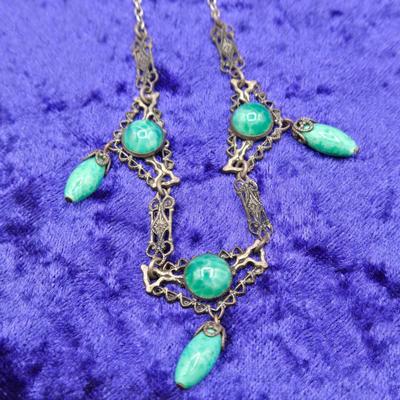 LOT 21J: Two Scarab Bracelets, Opal Stick Pin, and More