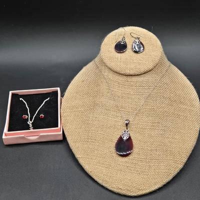 LOT 24J: Two 925 Silver Necklace and Earrings Sets