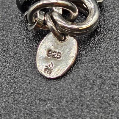 LOT 26J: Black Bead and Sterling Heart Necklace and Bracelet Set