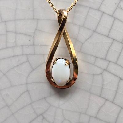 LOT 32J: 24 Inch 925 Chain with Seed Pearl Embellished 1/10 10k Gold Filled Pendant, 18 Inch 1/20 14k Gold Filled Chain with Opal Charm,...