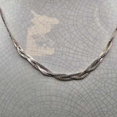 LOT 34J: 925 16 Inch Chain with Crystal Heart Charm and 18 Inch Braided Chain/ 13.6 gtw