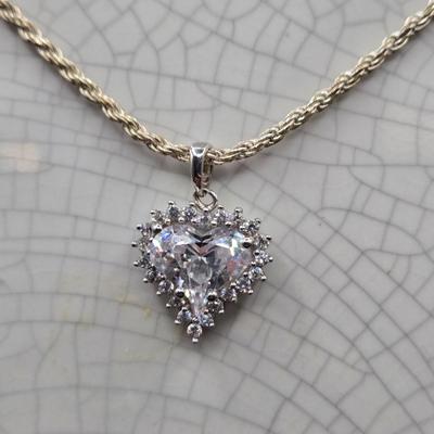 LOT 34J: 925 16 Inch Chain with Crystal Heart Charm and 18 Inch Braided Chain/ 13.6 gtw