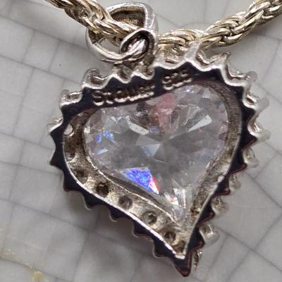 LOT 34J: 925 16 Inch Chain with Crystal Heart Charm and 18 Inch Braided Chain/ 13.6 gtw