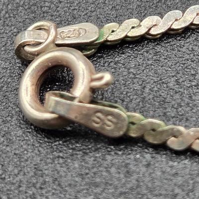 LOT 34J: 925 16 Inch Chain with Crystal Heart Charm and 18 Inch Braided Chain/ 13.6 gtw