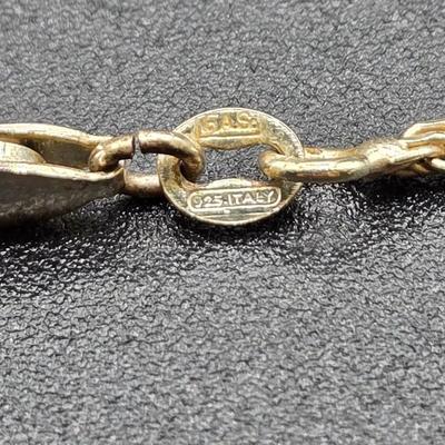 LOT 34J: 925 16 Inch Chain with Crystal Heart Charm and 18 Inch Braided Chain/ 13.6 gtw