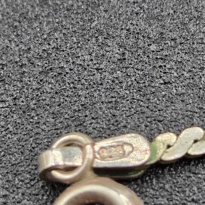 LOT 34J: 925 16 Inch Chain with Crystal Heart Charm and 18 Inch Braided Chain/ 13.6 gtw