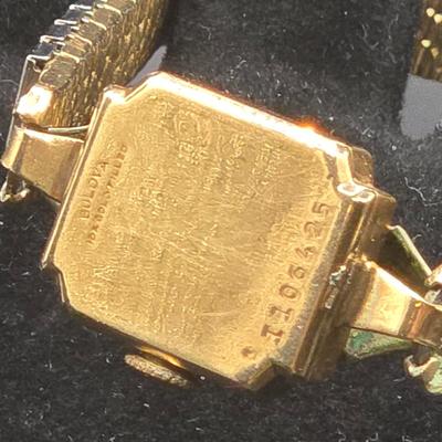 LOT 37J: Vintage 10k Gold Filled Bulova Watch with Diamond Chips in Original Box