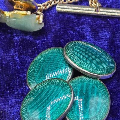 LOT 42J: Collection of Tie Clips, Tack Pins, Cuff Links, Buttons, Money Clips, and More