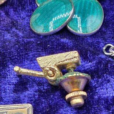 LOT 42J: Collection of Tie Clips, Tack Pins, Cuff Links, Buttons, Money Clips, and More