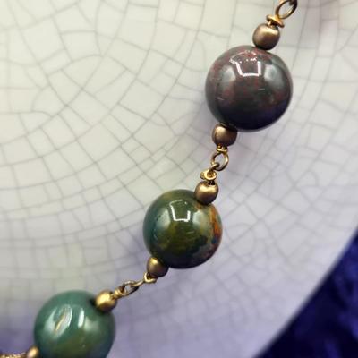 LOT 47J: Collection of Blues and Greens Beaded Costume Jewelry Necklaces