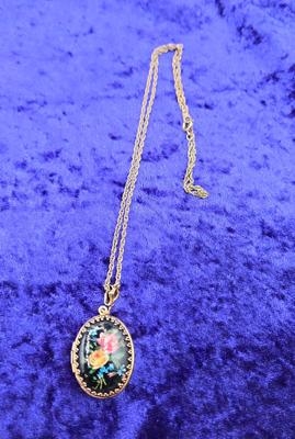 LOT 52J: Assortment of 14-24 Inch Goldtone Necklaces, Trifari Necklace, and Limoges Pill Box