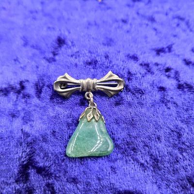LOT 53J: Vintage Wire Scroll Work 18 Inch Necklace & Pin with Teal Stones, Elephant Pin, Palm Tree Pin, Leaf Pins, and More