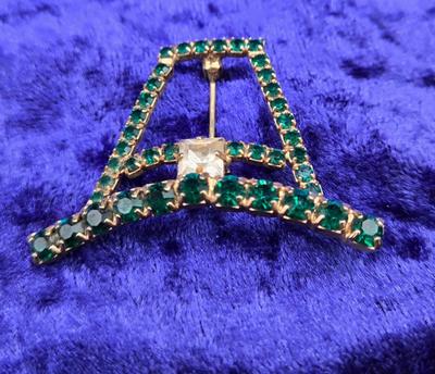 LOT 53J: Vintage Wire Scroll Work 18 Inch Necklace & Pin with Teal Stones, Elephant Pin, Palm Tree Pin, Leaf Pins, and More
