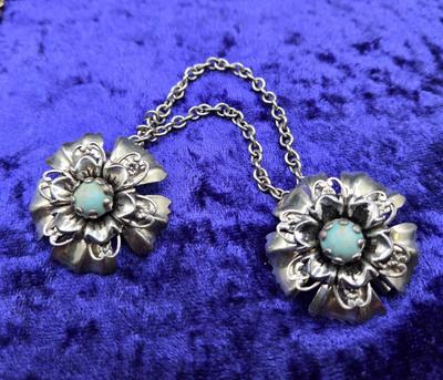 LOT 55J: Beautiful Blue Brooches Including Ceramic Flower, Delfts, and More