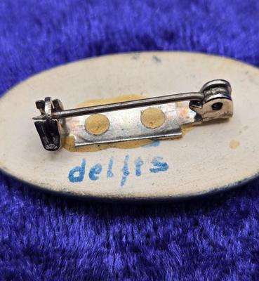 LOT 55J: Beautiful Blue Brooches Including Ceramic Flower, Delfts, and More
