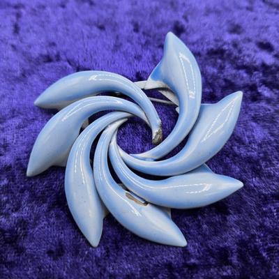 LOT 55J: Beautiful Blue Brooches Including Ceramic Flower, Delfts, and More