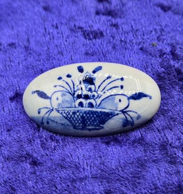 LOT 55J: Beautiful Blue Brooches Including Ceramic Flower, Delfts, and More