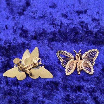 LOT 60J: Butterfly Pins, Earrings, and More