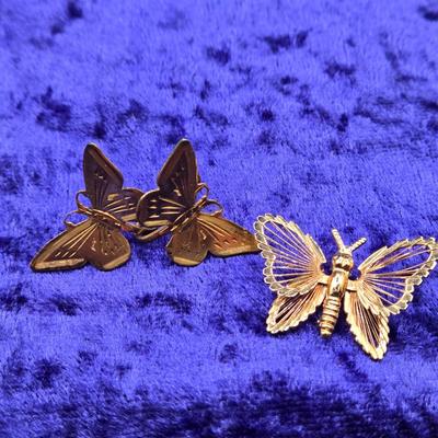 LOT 60J: Butterfly Pins, Earrings, and More