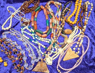 LOT 63J: Multiple Necklaces of Many Styles Including Beads, Wood, and More