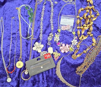 LOT 64J: Various Necklaces Including Pink Flower Necklace with Matching Earrings, and More