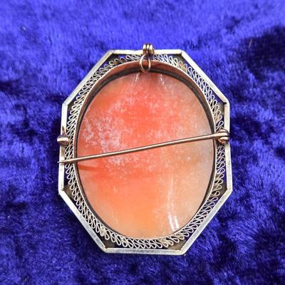LOT 66J: Beautiful Cameo Brooch Framed in 14k Gold