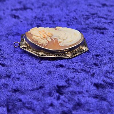LOT 66J: Beautiful Cameo Brooch Framed in 14k Gold
