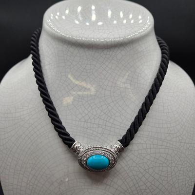 LOT 67J: 18 Inch Twisted Rope Judith Ripka Necklace with 925 Silver and CZs