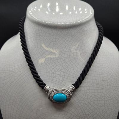 LOT 67J: 18 Inch Twisted Rope Judith Ripka Necklace with 925 Silver and CZs