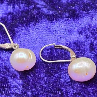 LOT 70J: 925 Silver and Pearl Pierced Earrings and Faux Pearl Necklace