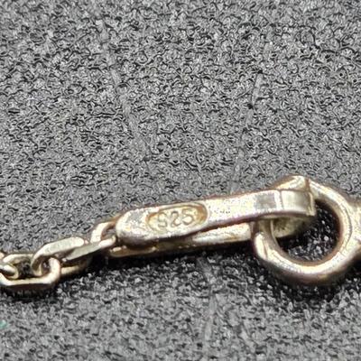 LOT 71: 17 Inch 925 Silver Necklace with Amber Colored Heart Charm