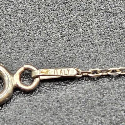 LOT 71: 17 Inch 925 Silver Necklace with Amber Colored Heart Charm