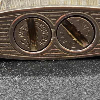 LOT 77: Blind Man's Bluff Wooden Box, Aluminum Cigarette Case, Hammered Metal Flask, Vintage Ronson Lytacase, and More