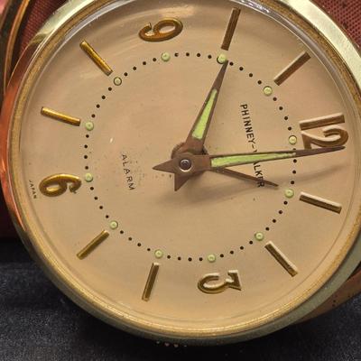 LOT 78: Vintage Men's Leather Shaving Case, Phinney Walker Travel Alarm Clock, Art Deco Travel Manicure Kit, and More