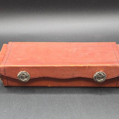 LOT 78: Vintage Men's Leather Shaving Case, Phinney Walker Travel Alarm Clock, Art Deco Travel Manicure Kit, and More