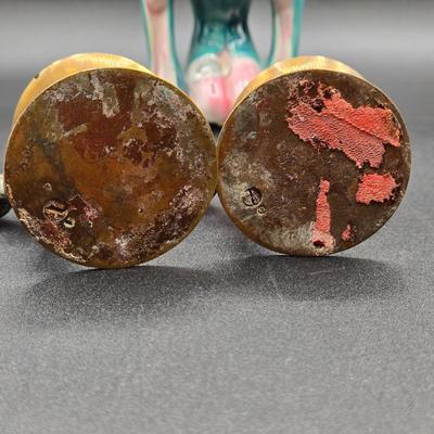 LOT 79: Goldscheider Figurine and Two Antique Brass Ash Trays