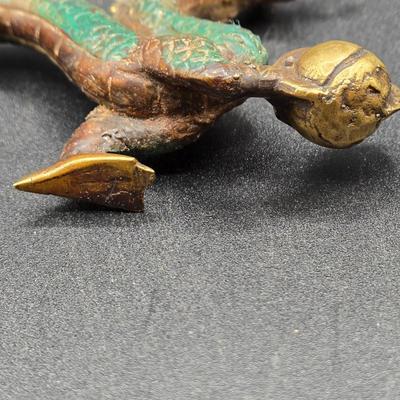 LOT 84: Two Japanese Carved Figures and Vintage Chinese Metal Dragon