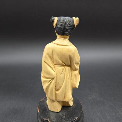 LOT 84: Two Japanese Carved Figures and Vintage Chinese Metal Dragon