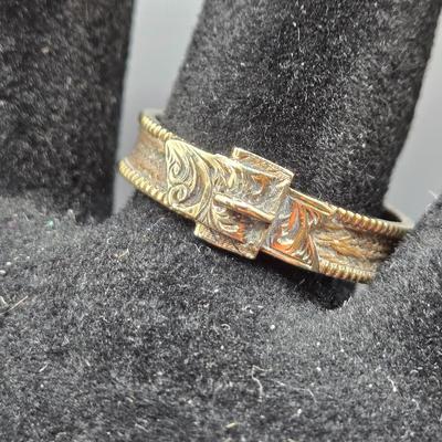 LOT 91J: Antique 14k Gold Mourning Ring Size 8 / 1.5 gtw