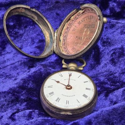 LOT 93J: Antique Fusee Pocket Watch in Silver Case